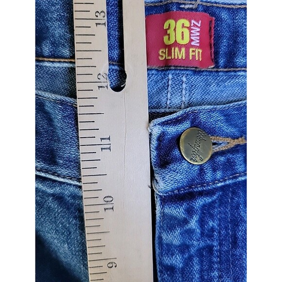 Vintage Wrangler Jeans Mens 36x32  MWZ Slim Straight Blue Cotton Western Mid - Picture 8 of 13